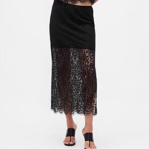 Gap Black Lace Midi Midi Skirt(Size XXS)